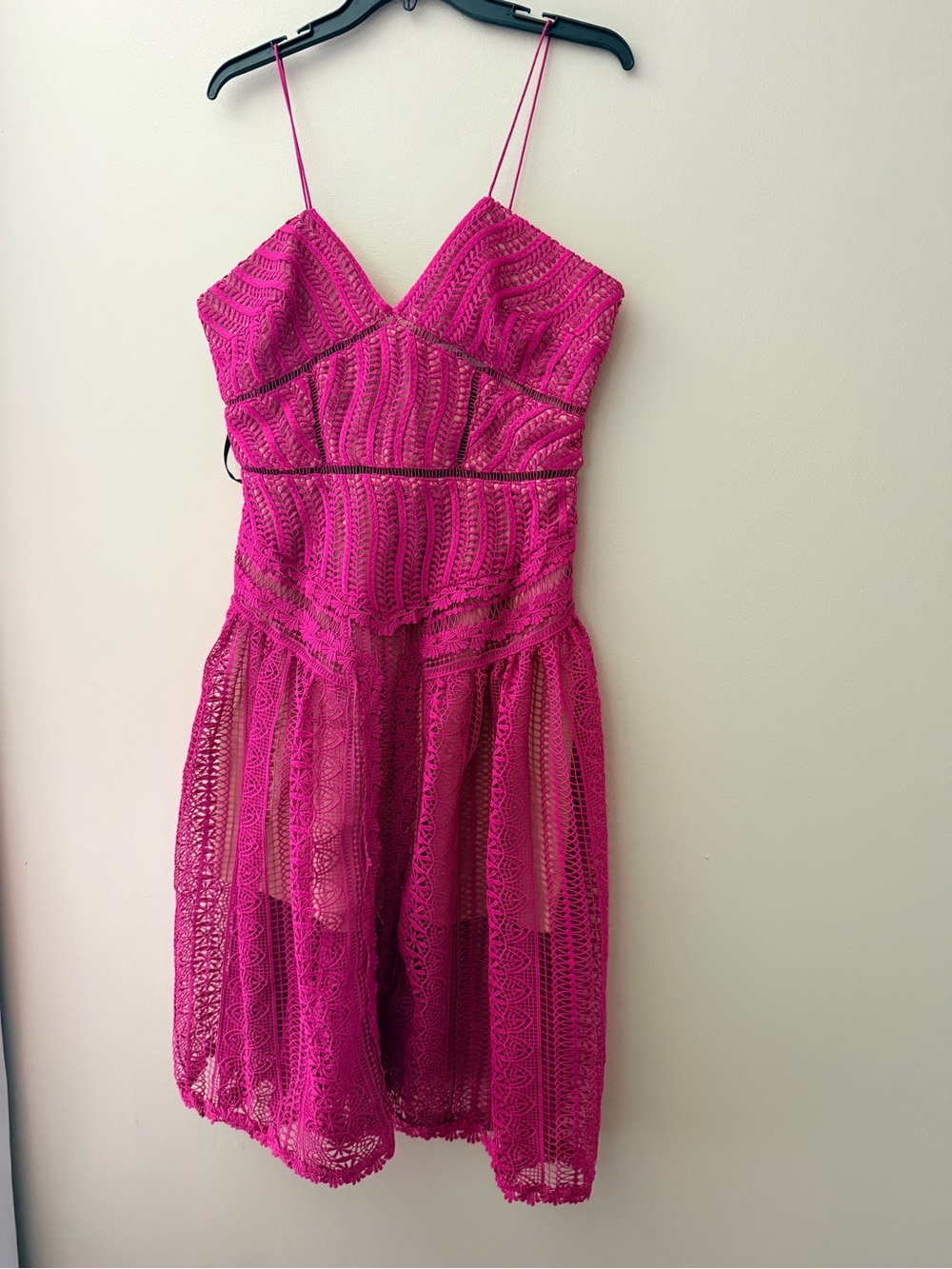 Self-Portrait Fuchsia Lace Midi Dress